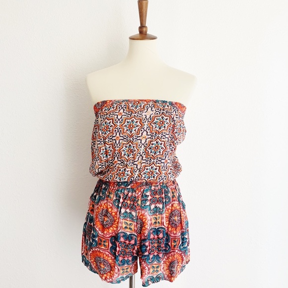 Angie Pants - Angie bandeau printed romper EUC